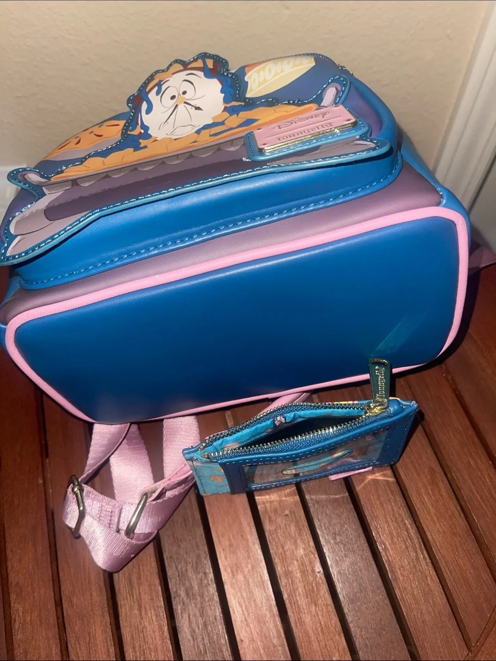 Loungefly Blue Belle 'Be Our Guest' Mini Backpack with Cardholder